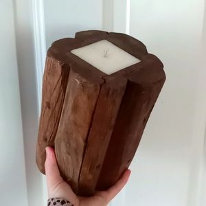 Large Raw Wood Candle Holder